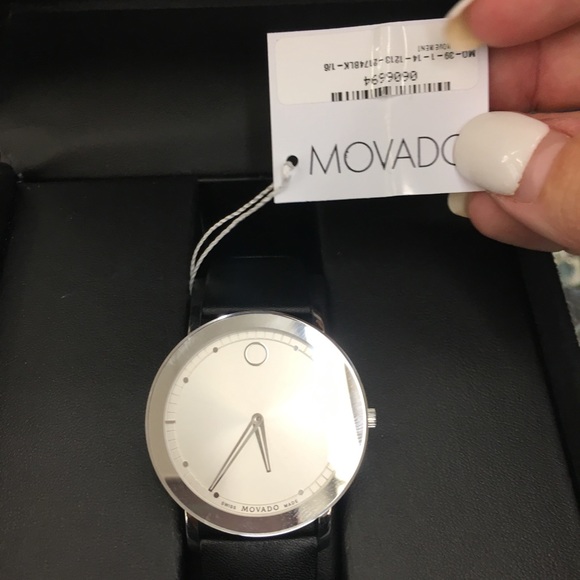 { Movado } Sapphire Mirror Leather Watch - Picture 2 of 6